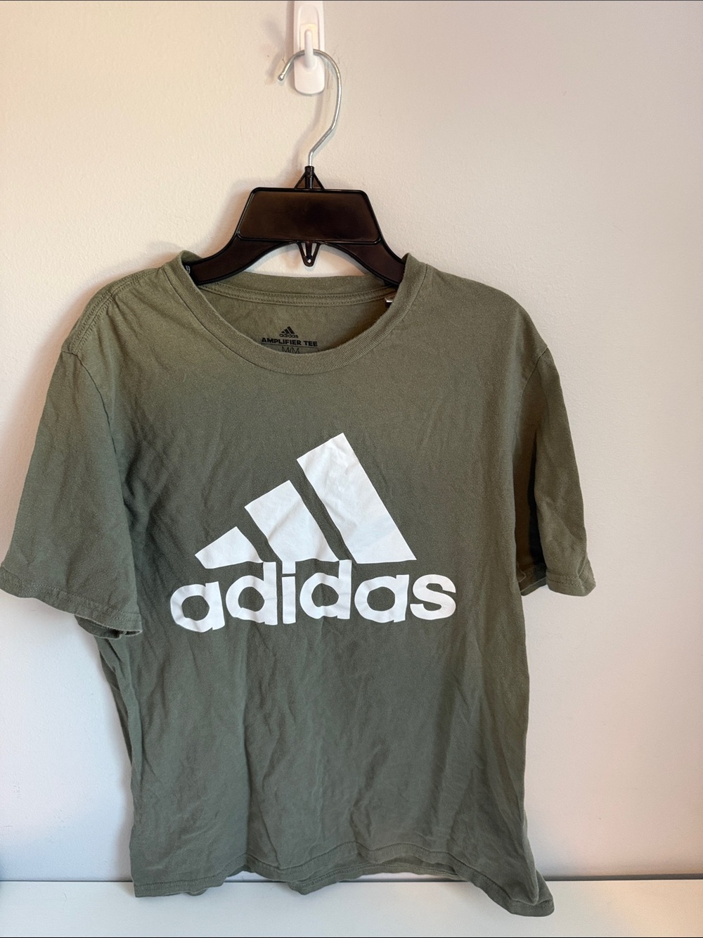 adidas Olive Green Tee with White Trefoil Logo